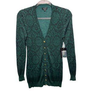 Worth 100% Wool Knit Floral Sweater Cardigan Jacket Coat